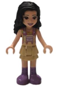 Friends Emma - Emma from Friends theme wearing a tan dress with straps and medium lavender boots - frnd376