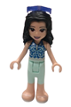Emma from Friends with light aqua trousers, blue top, white sandals, and sunglasses - frnd382