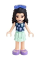 Emma from Friends wearing a dark blue top with jellyfish design, light aqua layered skirt, and sunglasses - frnd387