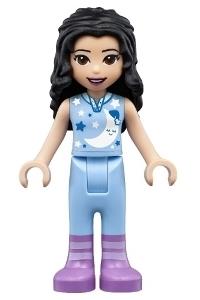 Friends Emma - Emma from Friends wearing a bright light blue sleepshirt and trousers with medium lavender boots - frnd399