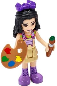Friends Emma - Emma wearing a tan dress with straps, medium lavender boots, and a dark purple bow - frnd406
