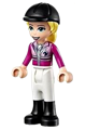 Friends Stephanie, White Riding Pants, Magenta Jacket, Riding Helmet with Bright Light Yellow Ponytail - frnd458