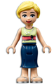 Friends Marisa, Dark Blue Skirt, Yellowish Green Shirt with Coral Belt, Silver Sandals  - frnd461