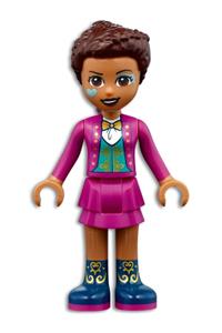 Friends Andrea - Andrea from Friends theme with a magenta jacket and skirt, paired with dark blue boots - frnd467