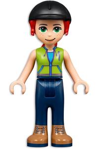 Friends Mia - Mia from Friends theme with dark blue trousers, lime jacket top, and black riding helmet - frnd469