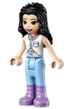 Emma from Friends theme with black hair, wearing white collared shirt and blue riding pants - frnd479