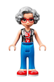 Friends Dottie, blue trousers with red shoes, black vest over red shirt with cherries - frnd489