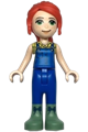 Mia from Friends theme with blue overalls, yellow blouse, and sand green boots - frnd497