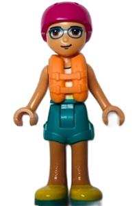 Friends Sebastian - Sebastian from Friends wears a white tank top, dark turquoise shorts, yellow shoes, magenta helmet, and orange life jacket - frnd513