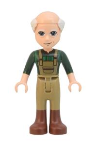 Friends Marcel, Dark Green Plaid Shirt and Overalls, Dark Tan Pants with Boots frnd523