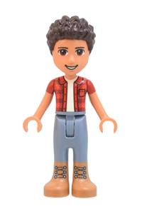 Friends River - River is a friend wearing a red checkered shirt with a white undershirt and sand blue trousers - frnd524