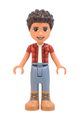 River is a friend wearing a red checkered shirt with a white undershirt and sand blue trousers - frnd524