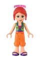 Mia from Friends theme, wearing lime plaid shirt, orange trousers cropped, dark purple sandals, and sunglasses - frnd549