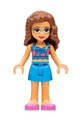 Olivia from Friends theme wearing a dark azure skirt and top with magenta and coral roses, and dark pink shoes - frnd556