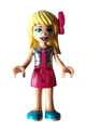 Stephanie from the Friends theme wearing a magenta skirt and top with a silver vest and a magenta bow - frnd561
