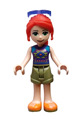 Mia from Friends theme with orange shoes, dark purple top, olive green shorts, and trans-purple sunglasses - frnd562
