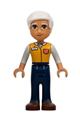 Isaac from Friends theme in a bright light orange shirt, dark blue pants, and reddish brown shoes - frnd577