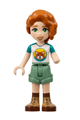 Friends Autumn - Dark Turquoise and White Top with Fox, Sand Green Shorts, Nougat and Reddish Brown Boots - frnd584