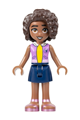 Aliya from Friends theme wearing a medium lavender vest, dark blue skirt, and metallic pink sandals - frnd586