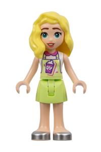 Friends Matilde - Matilde with a yellowish green jumper, a bubble tea uniform, and silver shoes - frnd592