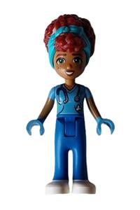 Friends Gabriela - Gabriela from Friends with a medium blue shirt wearing a stethoscope, blue trousers, white shoes, and a medium azure head wrap - frnd597