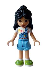 Friends Liann - Liann from Friends wearing bright light blue overalls over a white shirt with bright light blue shorts and lime shoes - frnd600