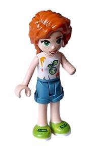 Friends Autumn - Autumn wearing a white sleeveless top, sand blue shorts, and lime shoes - frnd601