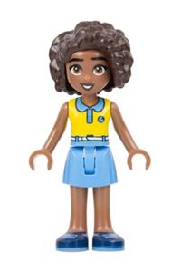 Friends Aliya - Aliya from Friends theme wearing a yellow top, medium blue skirt, and dark blue shoes - frnd606