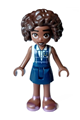 Aliya from Friends theme wears a dark blue gym slip top over a white blouse, dark blue skirt, and metallic pink sandals - frnd612