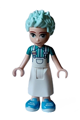 Friends Charli - White Apron Top over Dark Turquoise Shirt, White Skirt Long, Medium Blue Shoes - frnd613