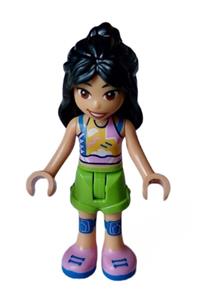 Friends Liann - Liann from Friends theme with bright pink, yellow, blue, and white tank top, lime shorts, blue kneepads, and bright pink shoes - frnd614