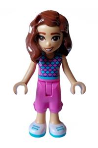 Friends Luna - Luna from Friends theme, wearing dark pink and medium azure top with scales, dark pink cropped trousers, and white shoes - frnd615
