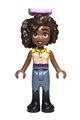 Aliya from Friends theme wearing a yellow and bright pink top, sand blue trousers, black boots, and a lavender bow - frnd621