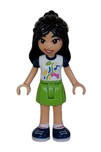 Friends Liann - Liann from Friends theme, wearing a white shirt with dark blue short sleeves, lime skirt, and dark blue shoes - frnd631