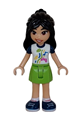 Liann from Friends theme, wearing a white shirt with dark blue short sleeves, lime skirt, and dark blue shoes - frnd631
