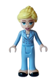 Adult Stephanie from Friends theme wearing a bright light blue suit with pockets and buttons, and black shoes - frnd632