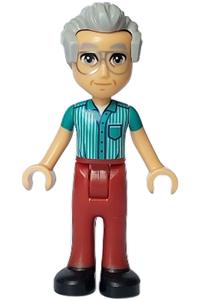 Friends Stanley - Stanley from Friends wears a dark turquoise shirt, dark red trousers, black shoes, and silver glasses - frnd635