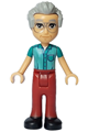 Stanley from Friends wears a dark turquoise shirt, dark red trousers, black shoes, and silver glasses - frnd635