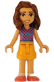 Luna from Friends theme wearing a dark pink and medium azure top with scales, bright light orange shorts, and coral shoes - frnd637