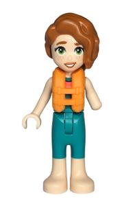 Friends Autumn - Autumn friend wearing a dark turquoise wetsuit, an orange life jacket, and light nougat legs and feet - frnd653