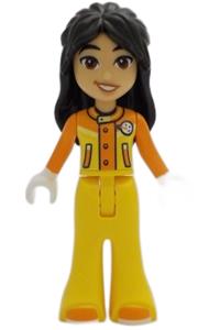 Friends Liann - Liann from Friends wearing an orange and yellow ski suit with a jacket, bell-bottom trousers, and orange shoes - frnd661