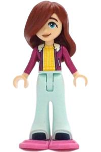 Friends Paisley - Paisley from Friends theme wearing a magenta jacket over a bright light yellow sweater, light aqua bell-bottom trousers, and dark pink snowshoes - frnd665