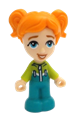 Micro Doll Ella wearing a dark turquoise and lime ski suit - frnd666