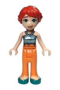 Friends Mia (Adult) - Adult Mia from Friends theme wearing a metallic blue halter top, orange pants, and dark turquoise shoes - frnd681