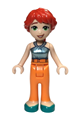 Adult Mia from Friends theme wearing a metallic blue halter top, orange pants, and dark turquoise shoes - frnd681