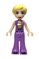Adult Stephanie from Friends theme wearing a medium lavender suit with gold shirt and black shoes with white soles - frnd684