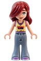 Paisley wearing a bright light yellow and medium lavender tank top, sand blue bell-bottom trousers, and medium lavender shoes - frnd695