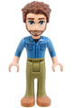 Jonathan from Friends theme with a dark azure shirt, olive green trousers, medium nougat shoes, and reddish brown hair - frnd706