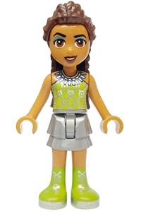 Friends Andrea (Adult) - Andrea with a flat silver skirt, lime halter top, and boots - frnd708