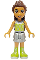 Andrea with a flat silver skirt, lime halter top, and boots - frnd708
